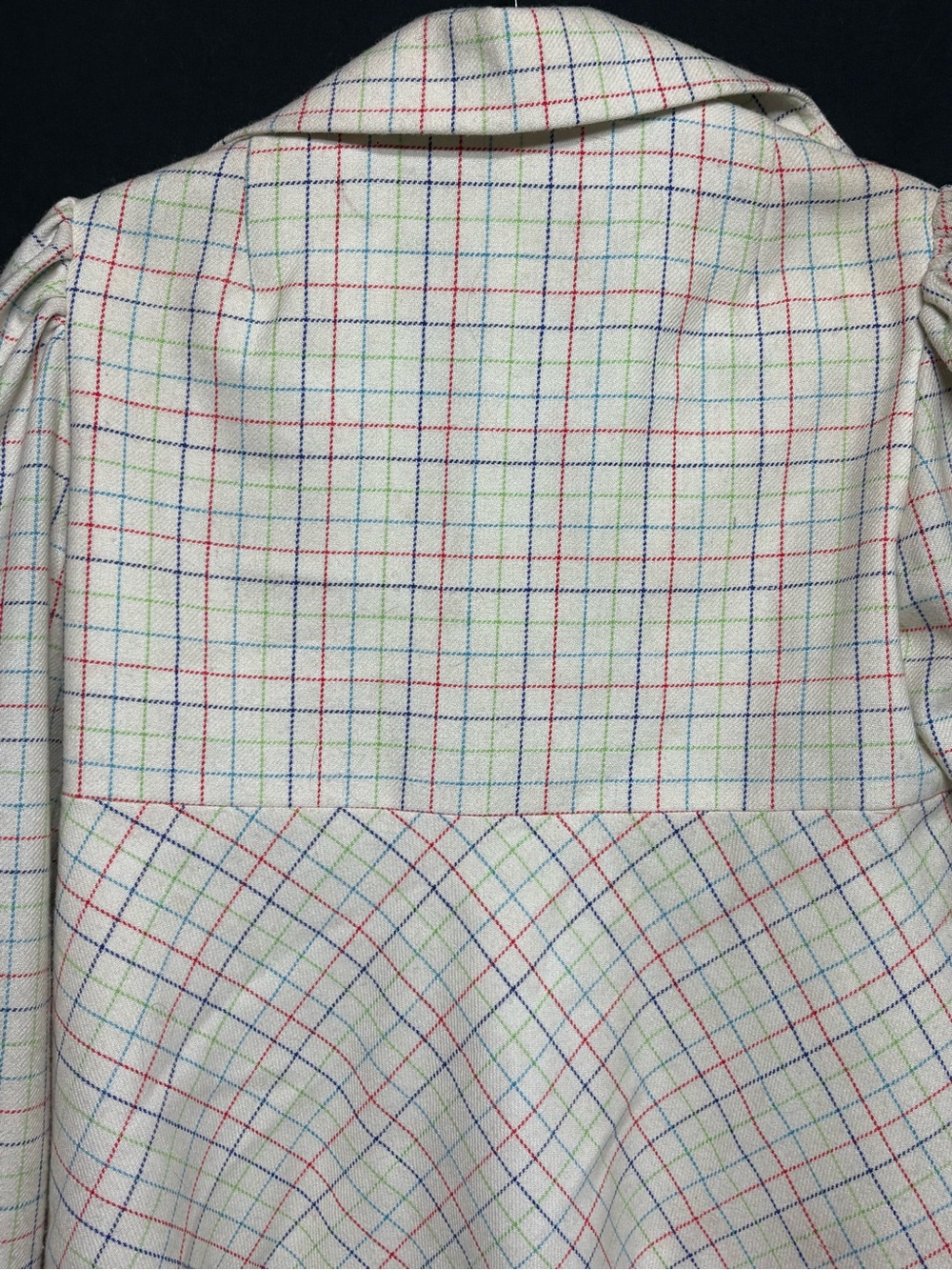 Vtg 70s W Germany plaid blazer jacket baby doll empire waist wide collar mod Sm - Picture 5 of 13